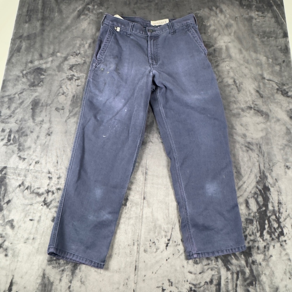 Carhartt FR Work Pants Mens 32x30 Navy Blue Flame Resistant Distressed 4121